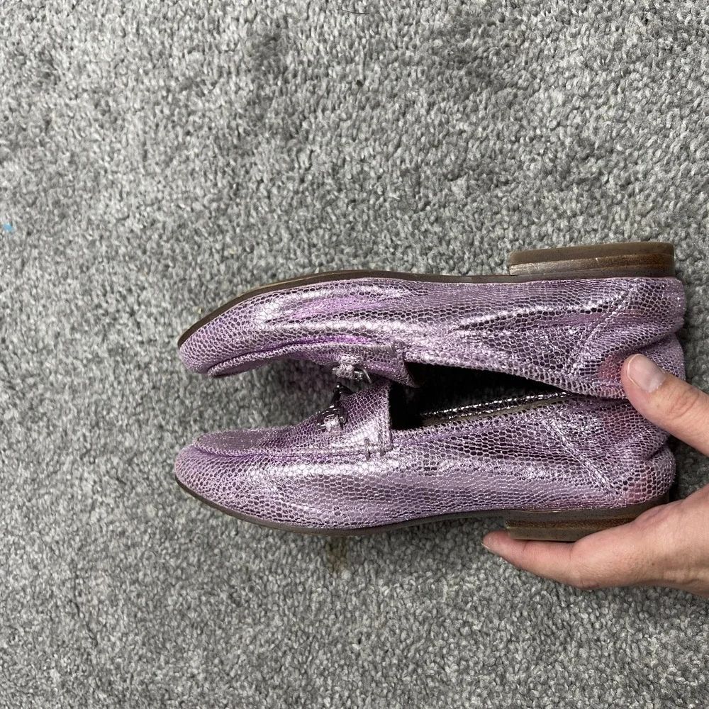Sam Edelman Shoes Girls Size 13 Purple Metallic Loafer Horsebit Slip‎ On EU 31